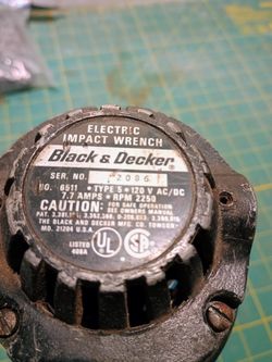Black & Decker No. 6511 USA Electric Impact Wrench Corded 120V 1/2" Drive Type 5 W