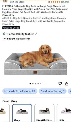 NEW EHEYCIGA XL Orthopedic Dog Bed - Memory Foam Pet Couch- Grey