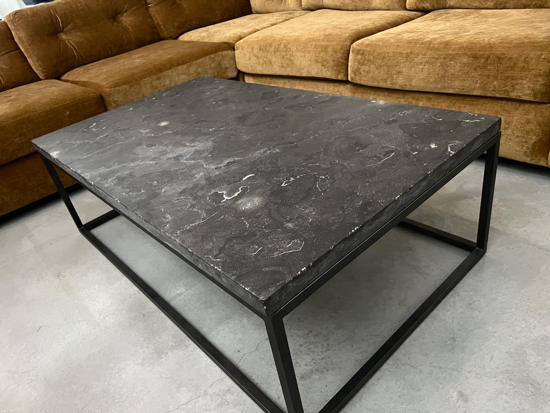 Restoration Hardware DELPHINE BLUESTONE & METAL COFFEE TABLE