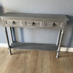 Console Table with 3-Top Drawers and Live Chat Open Shelf  .