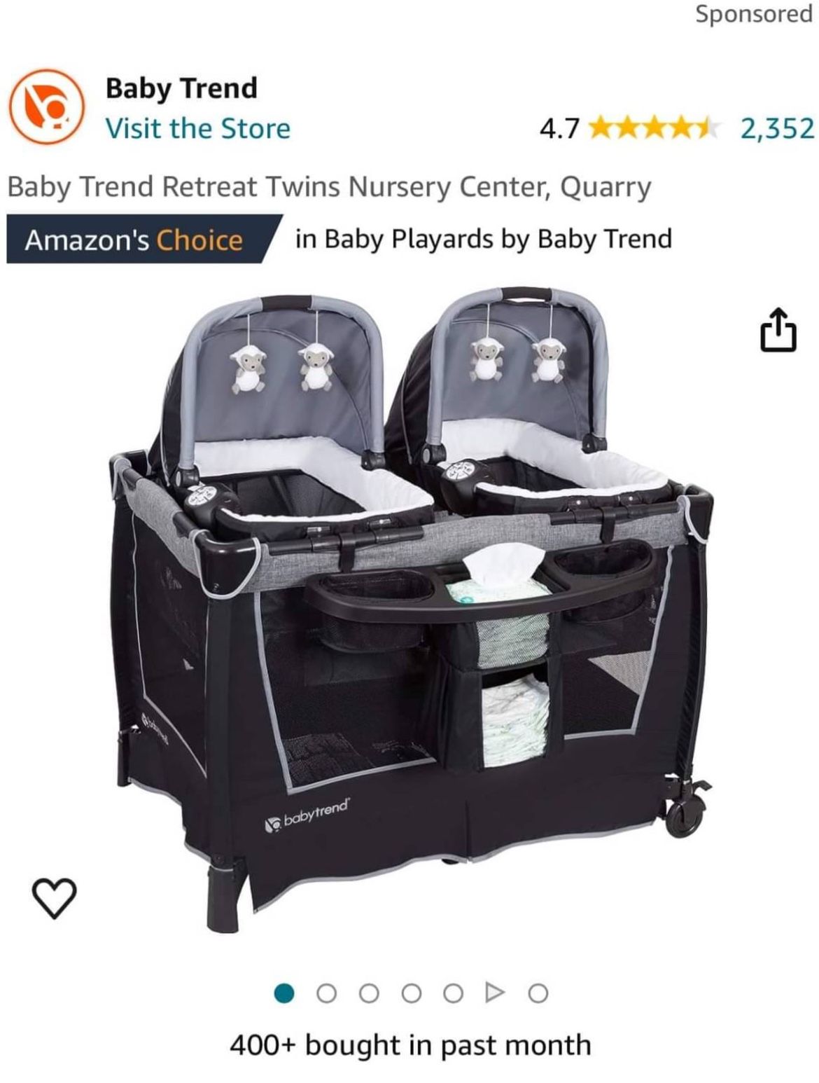 Twins Nursery Center - Bassinet - Playpen - Changing Table