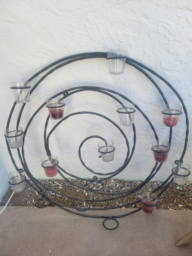 Pottery Barn Black Iron Votive Candle Holder Wall Art