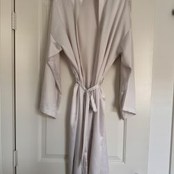 Silky White Bridal Dressing Robe - Short, Long Sleeves