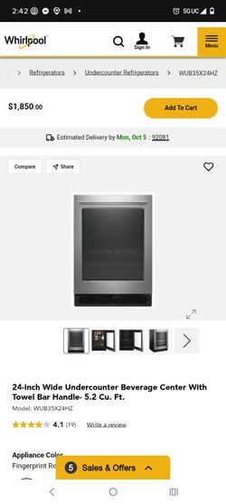 Whirlpool 24-Inch Undercounter Beverage Center