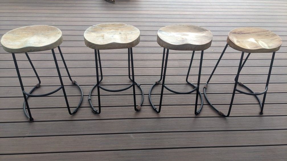 4 Counter Height Wood Stools