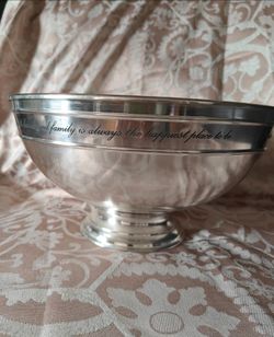 Pottery Barn Silver Engraved Pedestal Bowl