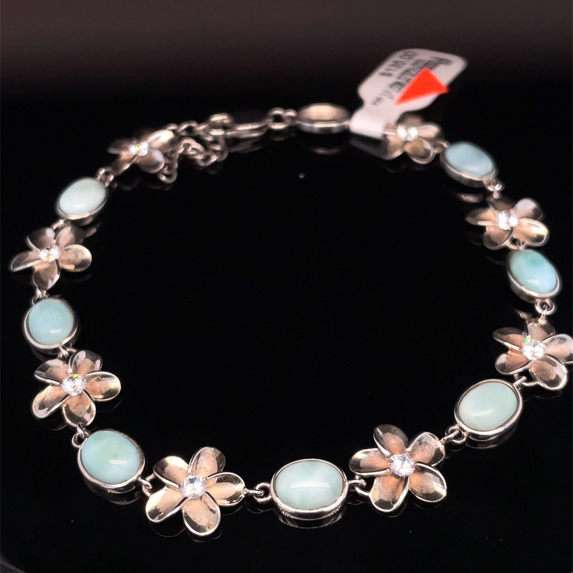 925 Silver 9” Flowers CZ Anklet 12.20g