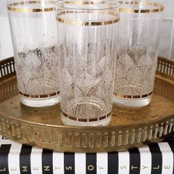 Vintage Hollywood Regency Cups • Vintage Glass • Frosted Glassware