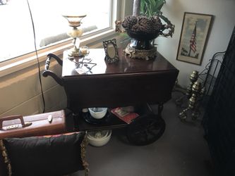 Wooden table with wheels