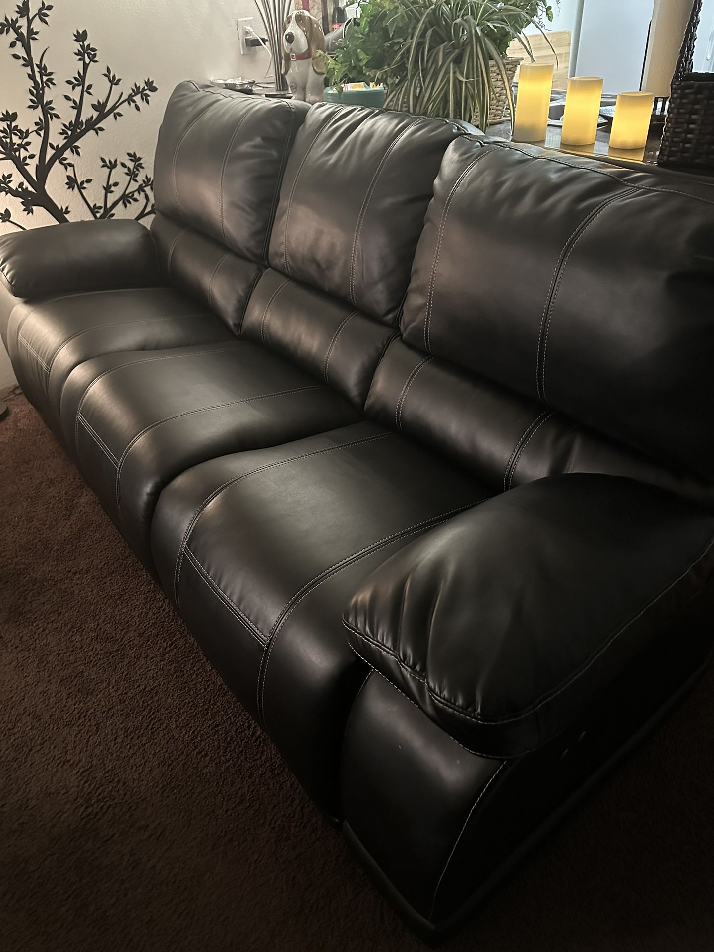 2 Couches. 3 Seater and Love Seat With Blue Mood Lighting