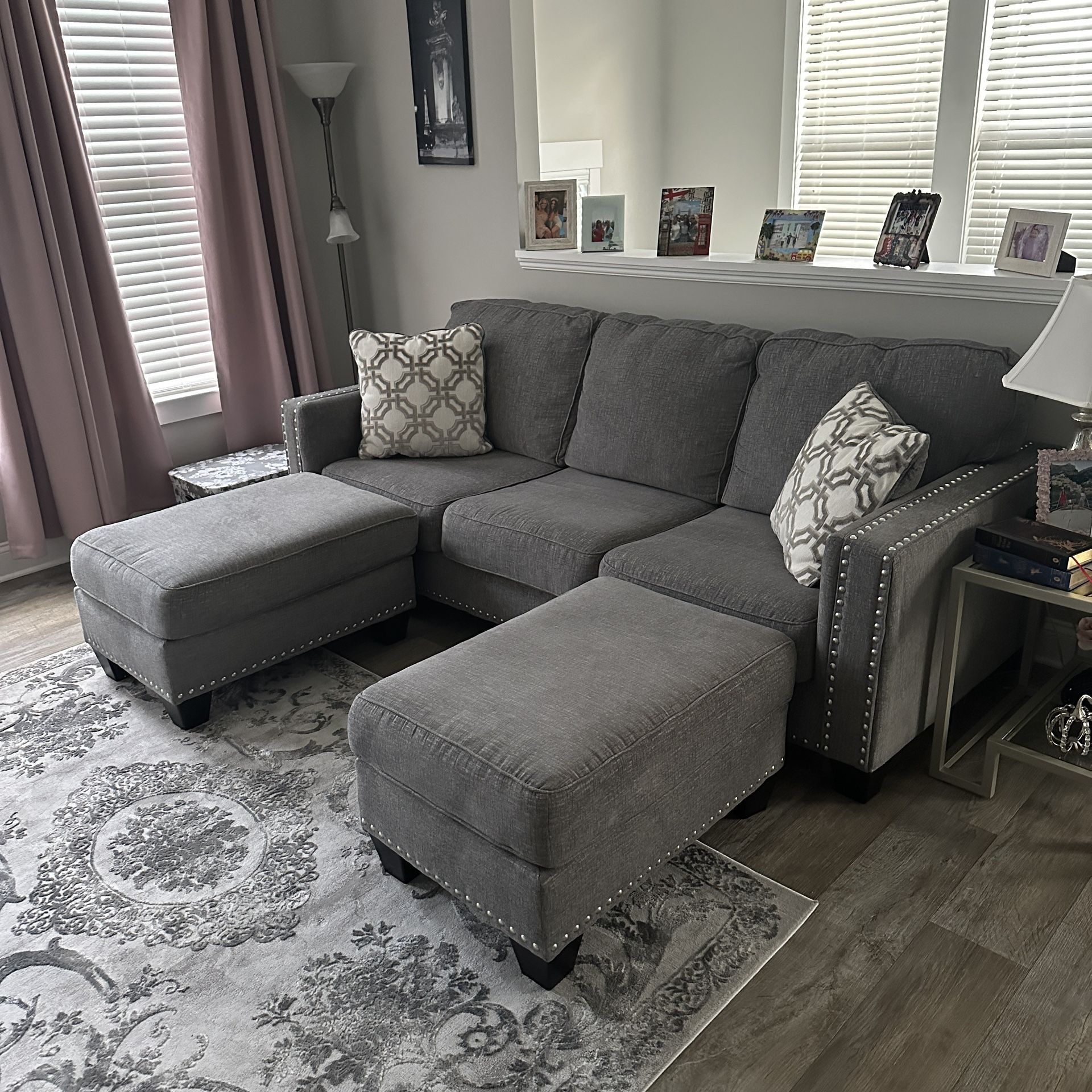 Ashley Barrali Sofa with Ottomans