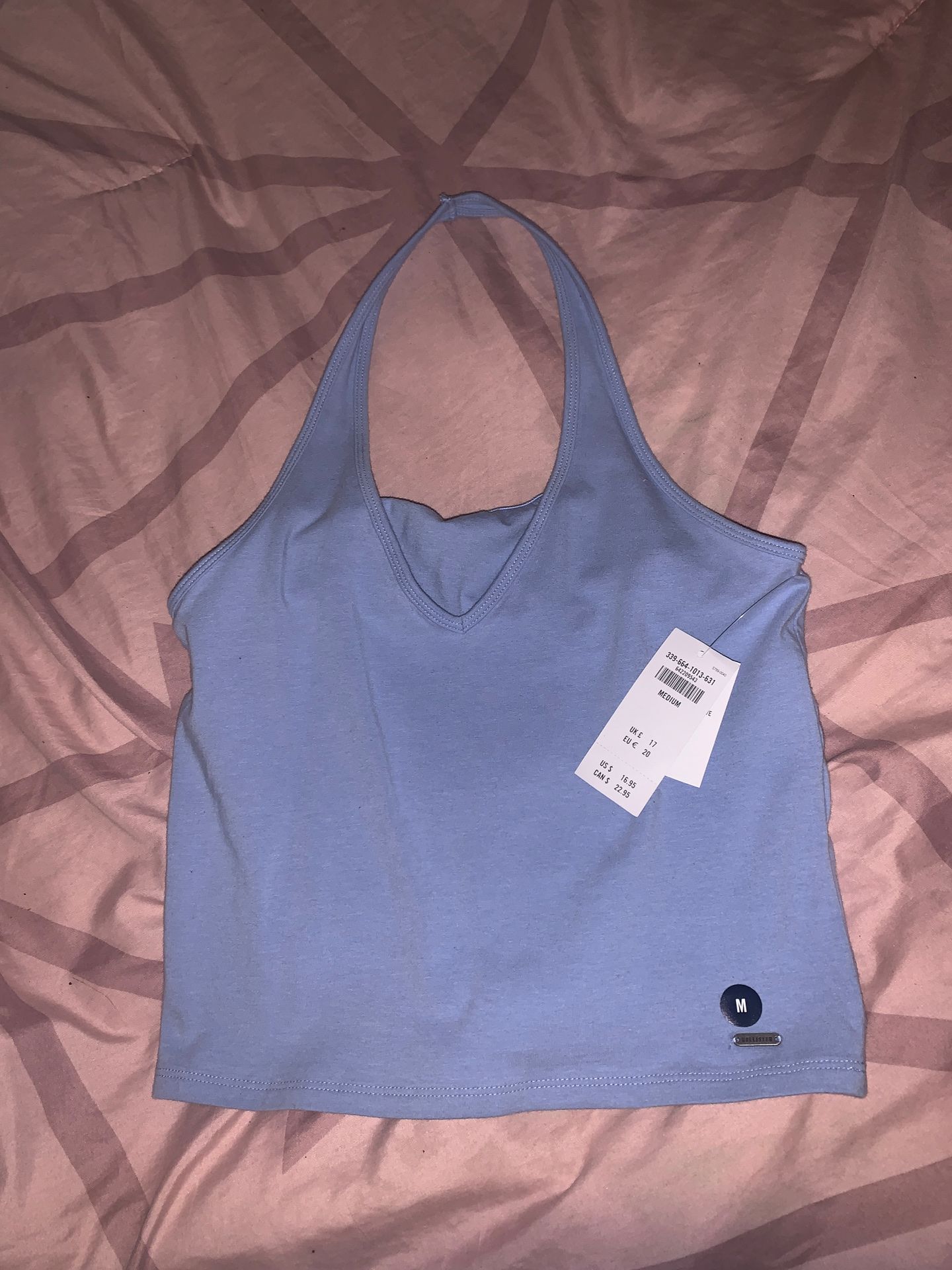Over neck blue shirt