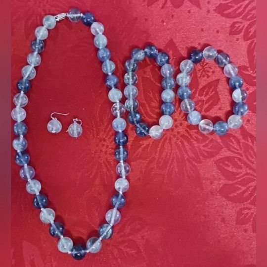 Ali Aluma AIL flourite 925 stamped  set Earrings, necklace and 2 bracelets