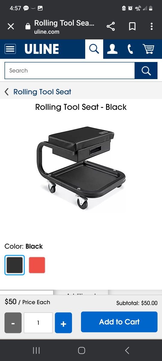 Uline Rolling Tool Seat (Black)