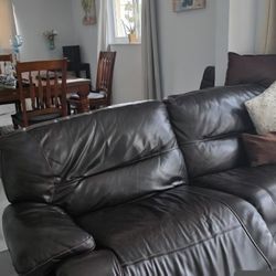 Recliner Leather Sofa-90 Long × Depth 43