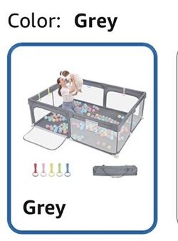 Gray Playpen with Portable bag 59.06 × 70.87 × 26.77 inch
