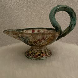 Vintage Aladdin Genie Lamp Candleholder Pottery