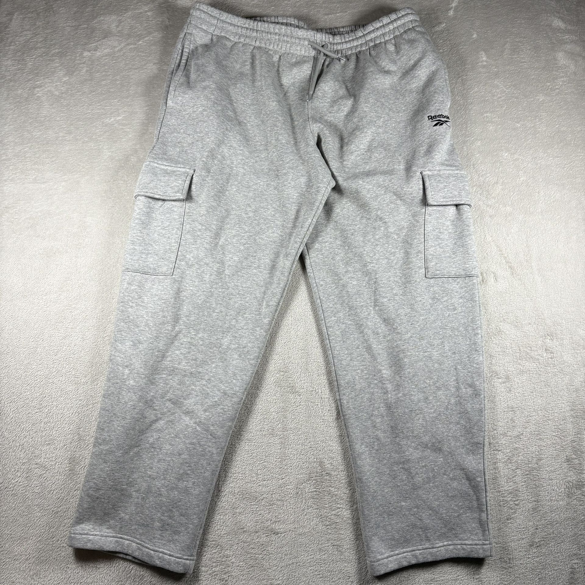Reebok Men’s Size XL Gray SweatPants Cargo Baggy Cotton Wide Leg Y2K #1448