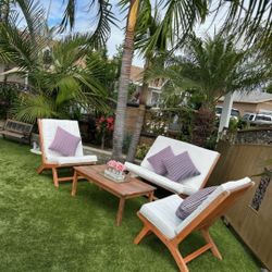 4pc Wood Patio Set/conversation Set/outdoor Furniture/Cash Only 