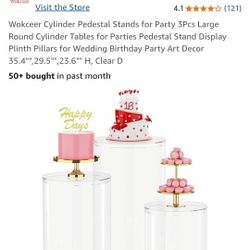 3 Count Plastic Pedestal Stands Party Display Server Birthday Wedding 