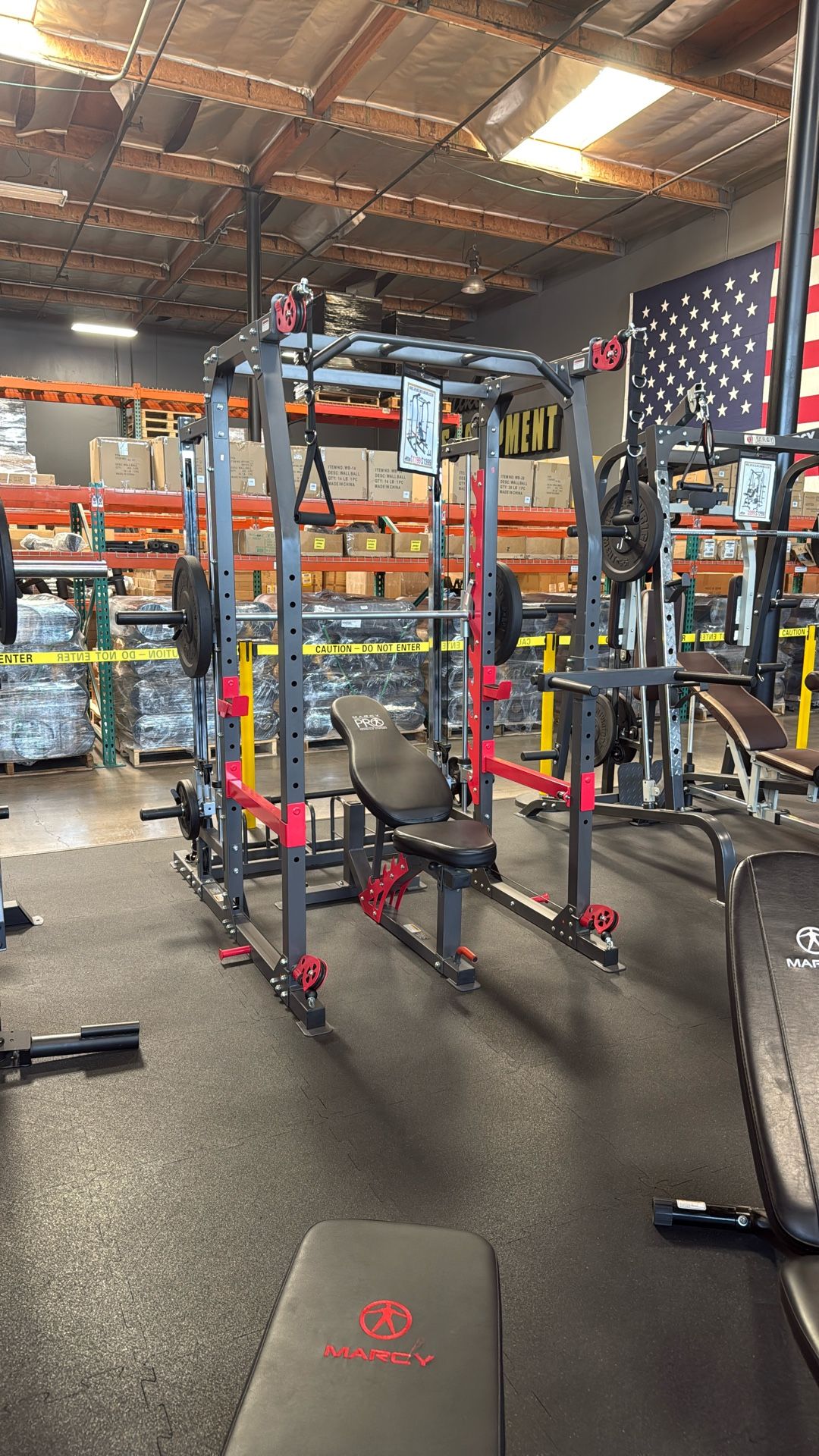 Home Gym Smith Machine Squat Rack Power Cage with Olympic Bench