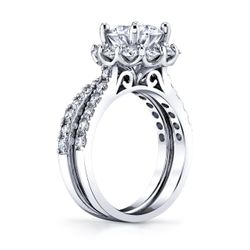 Metal Masters Co. 3.25Ct Round Moissanite Crown Halo Bridal Set 18K Over Silver