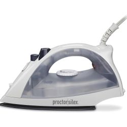 Proctor Silex Iron & Vertical Steamer for Clothes with Nonstick Soleplate, 1200 Watts, Adjustable Spray and Blast Steam Settings, Auto Shutoff, White