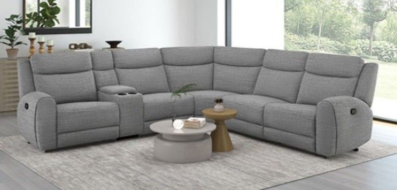 Brand New Grey Super Plush Grey Reclining Sectional Sofa 