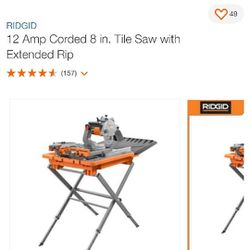 8 In. Wet Tile Saw With Extended Rip And Table