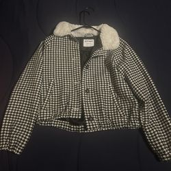 Cropped Button-Front Sherpa-Collar Jacket for Girls