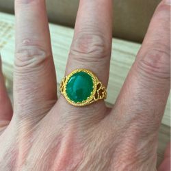 Gold Rings Green Jade Rings Jade Rings Lucky Jade Rings Jewelry Unisex Rings 