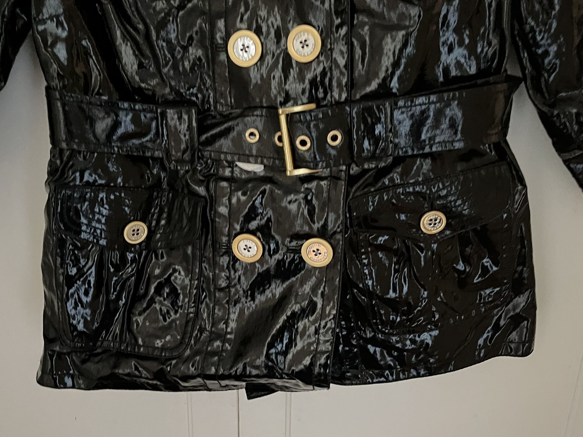 Juicy Couture Vinyl Double Breasted Raincoat NWOT SZ S