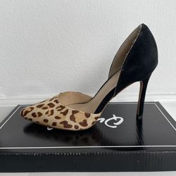 Lara & Lillian Leopard Print/Black Pointed Toe Stiletto Heels - Size 6.5M