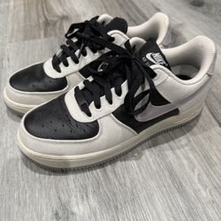 Nike Air Force 1 NikeID Grey Canvas Black Leather 8.5