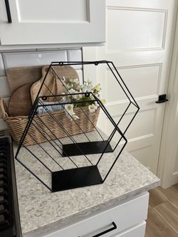 Set of 2 black metal wall shelves $15