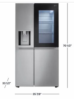 LG - 36-in Wide 27.1 Cu. Ft. Side-by-Side Smart Refrigerator with Stainless steel construction