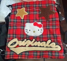 Hello Kitty Originals Red Plaid Drawstring Bag