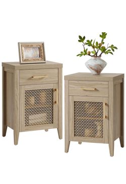 Rattan Door Nightstand Set of 2