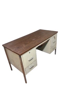 Two Vintage Industrial Tanker Desks with Wood Top 2 for $40