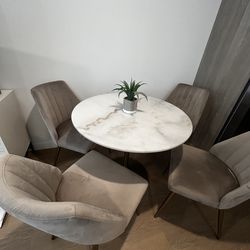 Marble Top Dining Set w Velvet Chairs (world market)