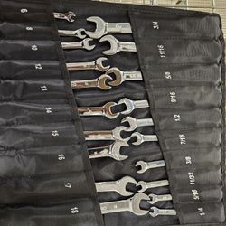 20-Piece SAE & Metric Wrench Set – Combination Wrenches with Roll-Up Pouch