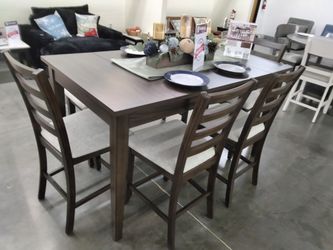 6 pcs counter height Dining table w/table storage