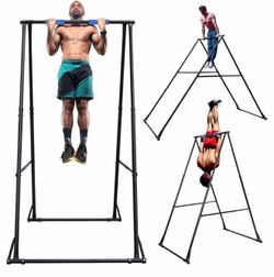 KT TOES DON'T TOUCH GROUND Foldable Free Standing Pull Up Bar Stand Sturdy Power Tower Workout Station For Home Gym Strength Training Adjustable Pullu
