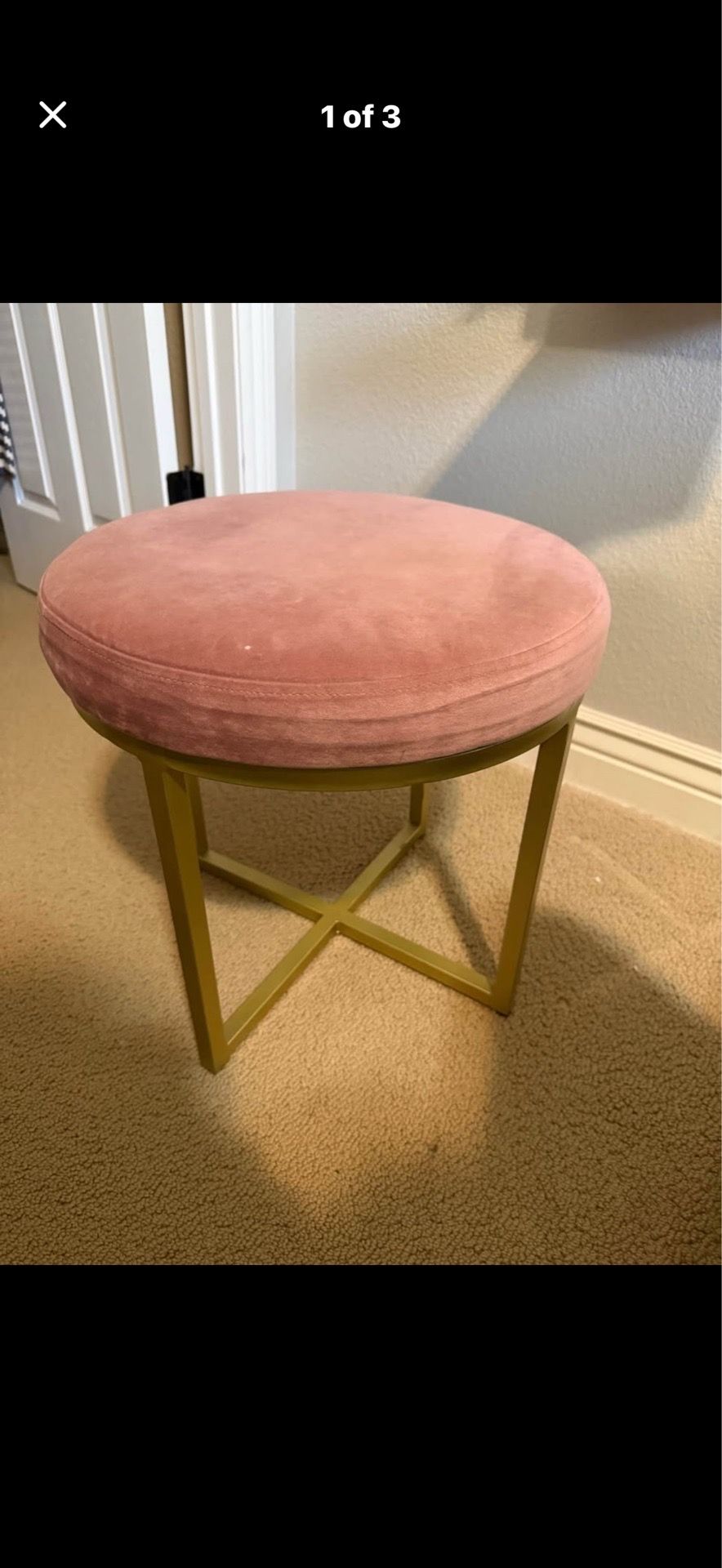 Blush Fabric Low-Profile/Foot Stool