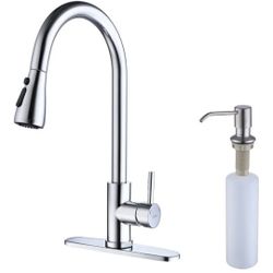 Keer Chrome Kitchen Faucet With Optional Soap Dispenser Single Handle 1-hole Mount With Deckplate New 
