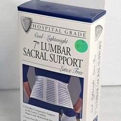 FLA Lumbar Sacral Support 7" Latex-Free White Back Brace Multiple Size Available