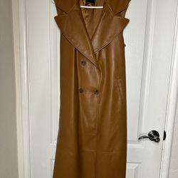 Bagatelle Long Leather Sleeveless Jacket 