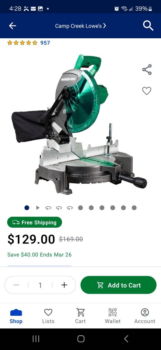 A 10" Metabo HPT Miter Saw Like New
