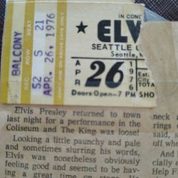 Elvis Presley Ticket Stub Seattle