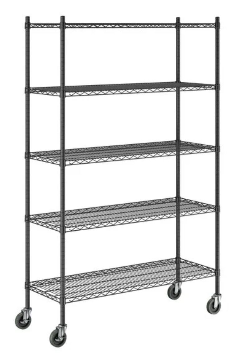 Black Metal Shelving with Wheels